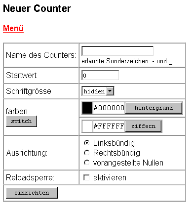 Einen neuen Besucherzähler einrichten